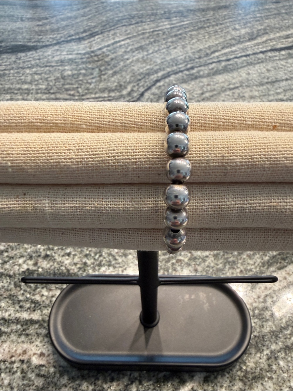 Silver tone Bead Stretch Bracelet - Silver
